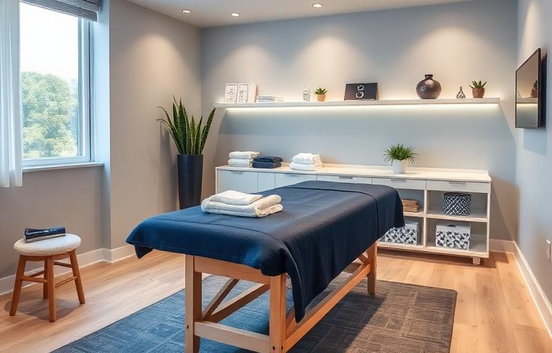 Professional sports massage treatment room in London clinic